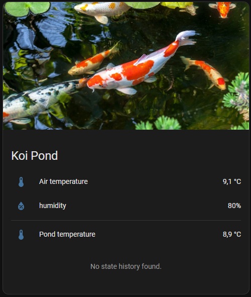 Koi pond Home Assistant dashboard